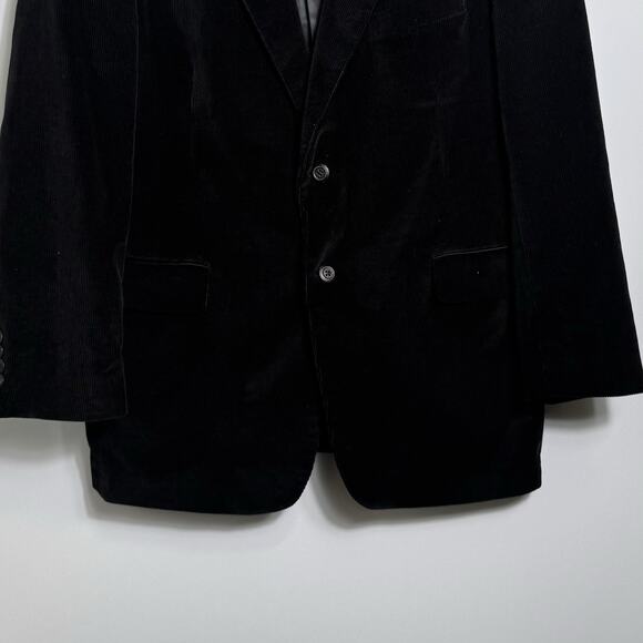 Alan Flusser Black Corduroy Blazer Sport Coat Men’s 44R Classic 2 Button Jacket - Picture 8 of 13
